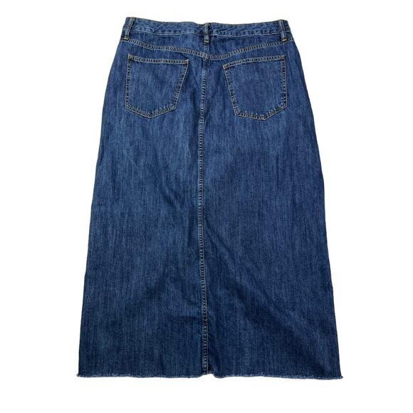 Gap Denim Women's Size 32 Maxi Long Raw Hem Dark Wash Skirt - Picture 11 of 16